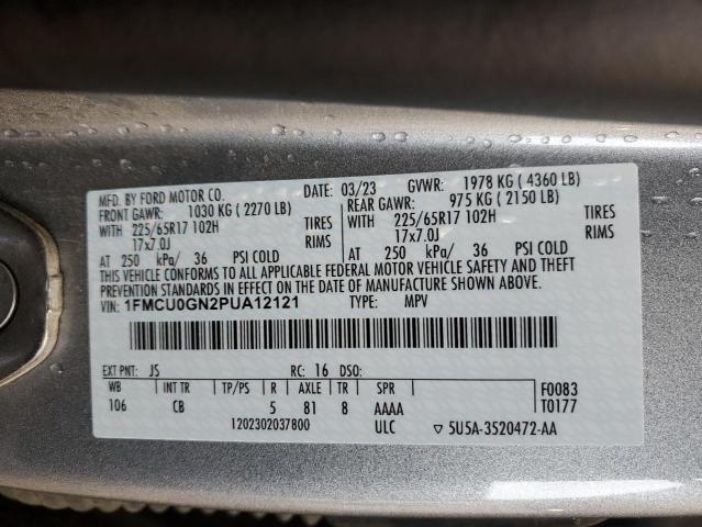 1FMCU0GN2PUA12121 - 2023 FORD ESCAPE ACTIVE ვერცხლისფერი ფოტო 13