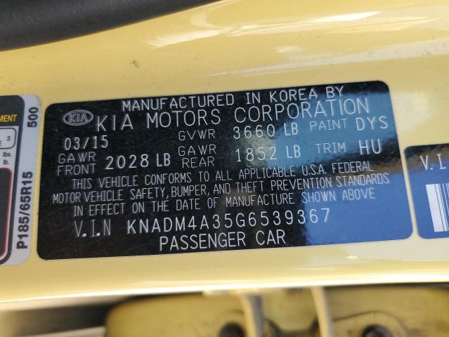 KNADM4A35G6539367 - 2016 KIA RIO LX CREAM photo 12