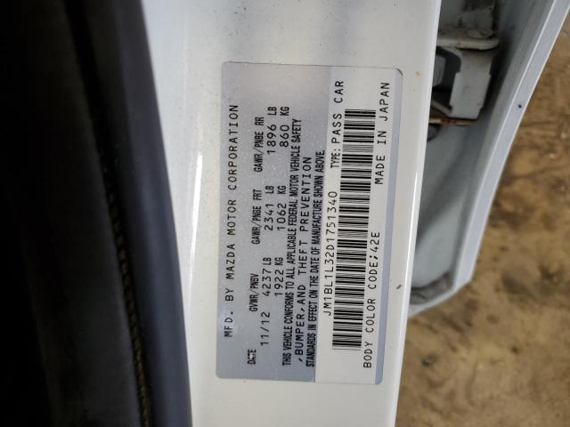 JM1BL1L32D1751340 - 2013 MAZDA SPEED 3 თეთრი ფოტო 13