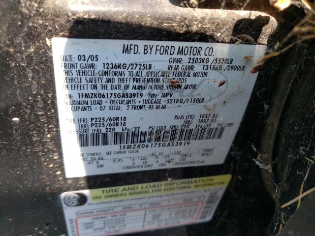 1FMZK06175GA53919 - 2005 FORD FREESTYLE LIMITED CHARCOAL photo 13