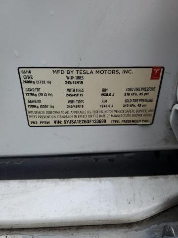 5YJSA1E26GF133699 - 2016 TESLA MODEL S Ağ foto 12
