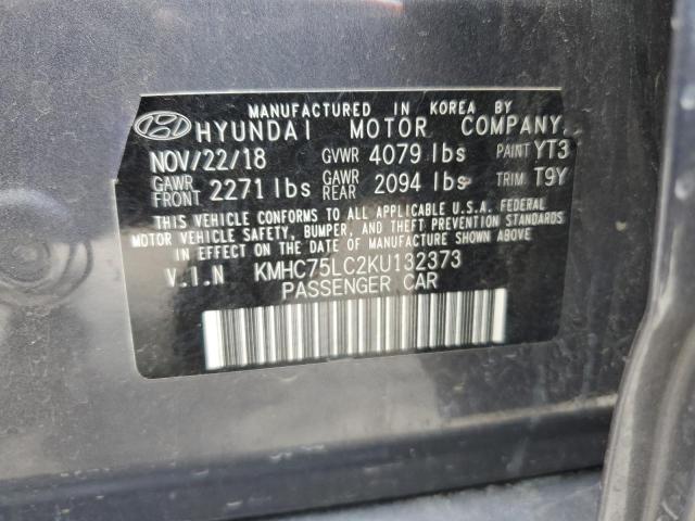 KMHC75LC2KU132373 - 2019 HYUNDAI IONIQ SEL GRAY photo 12