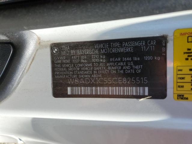 WBADX1C55CE825515 - 2012 BMW 335 I SULEV WHITE photo 12