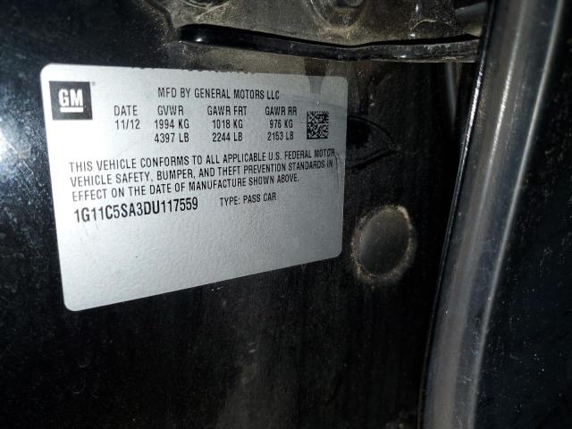 1G11C5SA3DU117559 - 2013 CHEVROLET MALIBU 1LT 黑色 照片 12