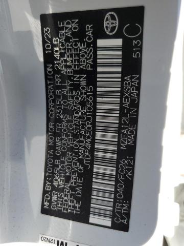 JTDP4MCE0RJ105615 - 2024 TOYOTA COROLLA SE 白色 照片 13