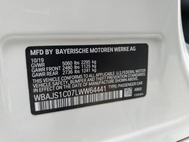 WBAJS1C07LWW64441 - 2020 BMW 540 I WHITE photo 12