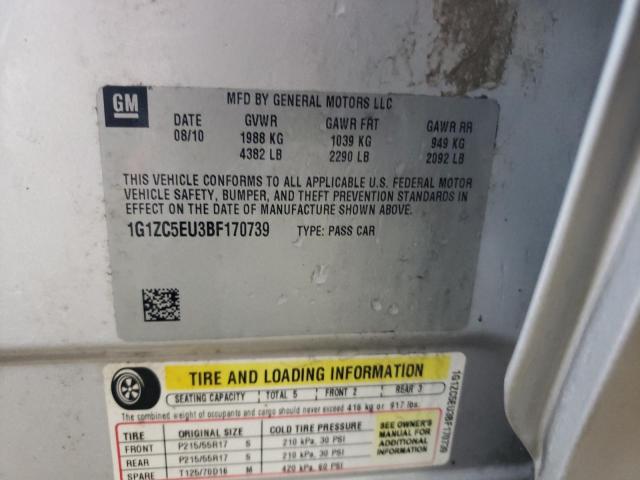 1G1ZC5EU3BF170739 - 2011 CHEVROLET MALIBU 1LT ვერცხლისფერი ფოტო 12