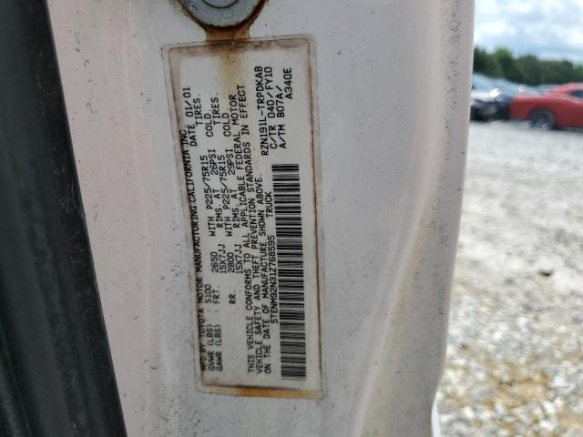 5TENM92N31Z768595 - 2001 TOYOTA TACOMA PRERUNNER თეთრი ფოტო 12