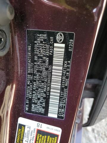 4T1BK1EB6DU075265 - 2013 TOYOTA AVALON BASE 栗色 照片 10