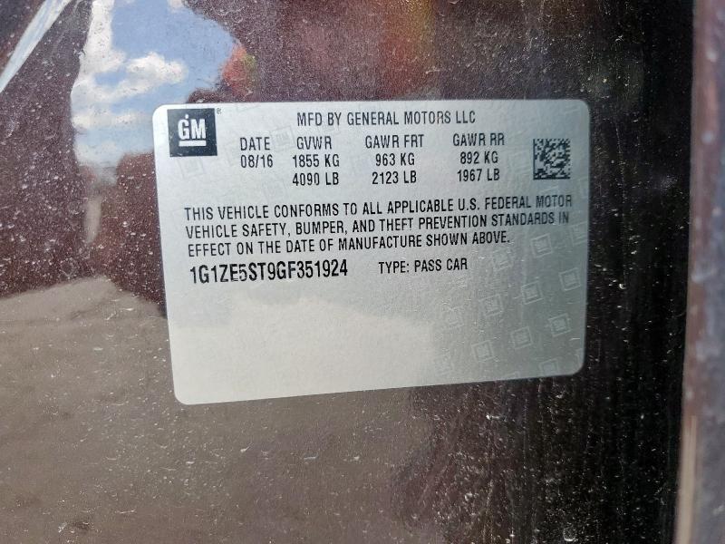 1G1ZE5ST9GF351924 - 2016 CHEVROLET MALIBU LT BROWN photo 12