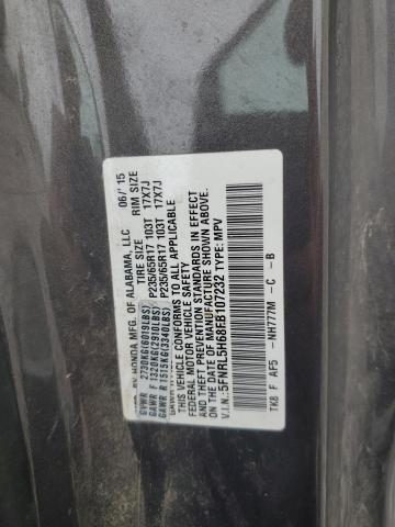 5FNRL5H68FB107232 - 2015 HONDA ODYSSEY EXL GRAY photo 13