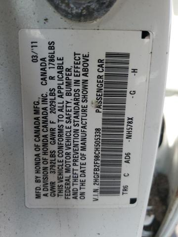 2HGFB2F98CH505338 - 2012 HONDA CIVIC EXL 白色 照片 13