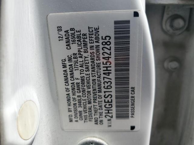 2HGES16374H542285 - 2004 HONDA CIVIC DX VP Weiß Foto 12