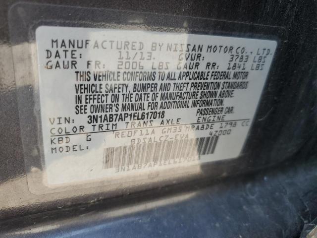 3N1AB7AP1EL617018 - 2014 NISSAN SENTRA S GRAY photo 12