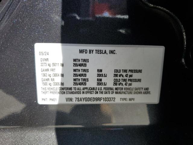 7SAYGDED9RF103372 - 2024 TESLA MODEL Y Grafit foto 12
