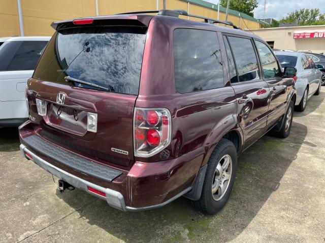 2HKYF18697H532313 - 2007 HONDA PILOT EXL MAROON photo 4