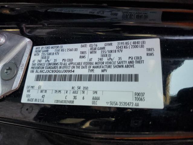 5LMCJ3C93GUJ30954 - 2016 LINCOLN MKC RESERVE Siyah fotoğraf 14