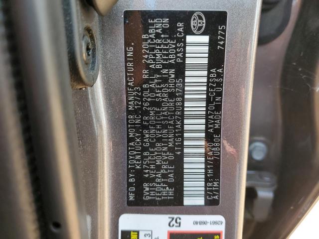 4T1G11AK7RU881735 - 2024 TOYOTA CAMRY SE NIGHT SHADE GRAY photo 12