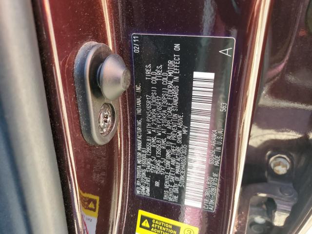 5TDBK3EH4BS073035 - 2011 TOYOTA HIGHLANDER BASE Каштановый фото 14