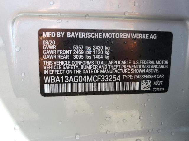 WBA13AG04MCF33254 - 2021 BMW 530E SILVER photo 10