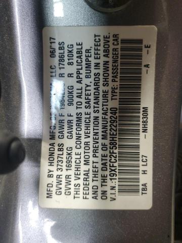 19XFC2F58HE229240 - 2017 HONDA CIVIC LX SILVER photo 12