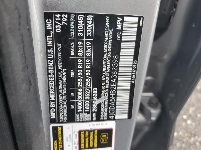 4JGDA5HB2EA382398 - 2014 MERCEDES-BENZ ML 350 4MATIC GRAY photo 13