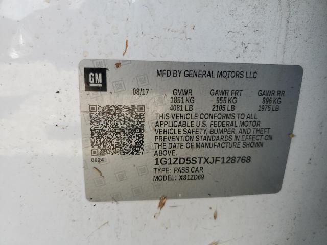 1G1ZD5STXJF128768 - 2018 CHEVROLET MALIBU LT WHITE photo 12