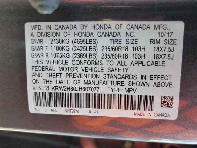 2HKRW2H80JH607077 - 2018 HONDA CR-V EXL GRAY photo 13