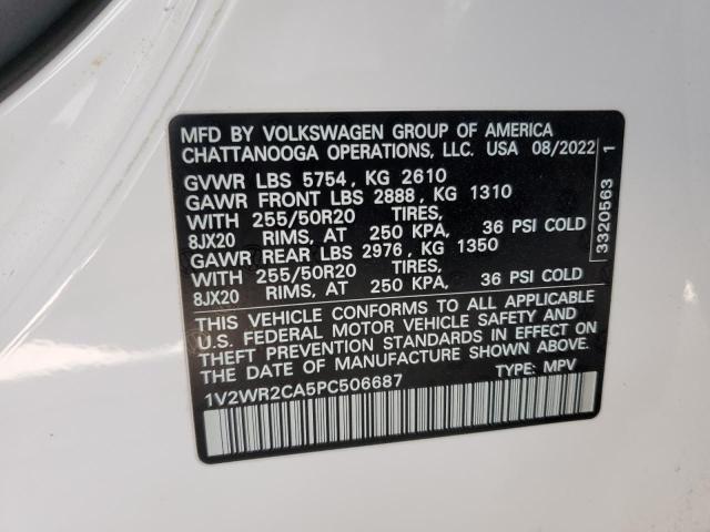 1V2WR2CA5PC506687 - 2023 VOLKSWAGEN ATLAS SE Белый фото 13