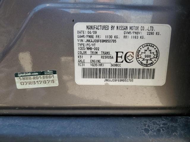 JNKAJ09F69M950795 - 2009 INFINITI EX35 BASE Մոխրագույն լուսանկար 13