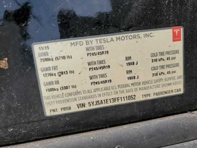 5YJSA1E13FF111052 - 2015 TESLA MODEL S BLACK photo 12