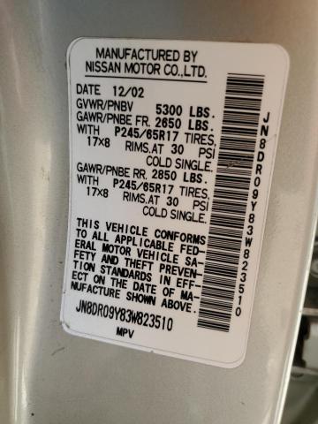 JN8DR09Y83W823510 - 2003 NISSAN PATHFINDER LE BEIGE photo 13