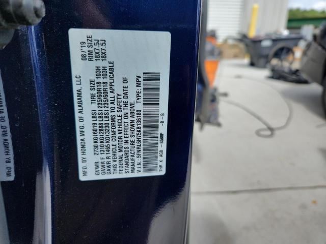 5FNRL6H75KB136180 - 2019 HONDA ODYSSEY EXL Синій фото 14