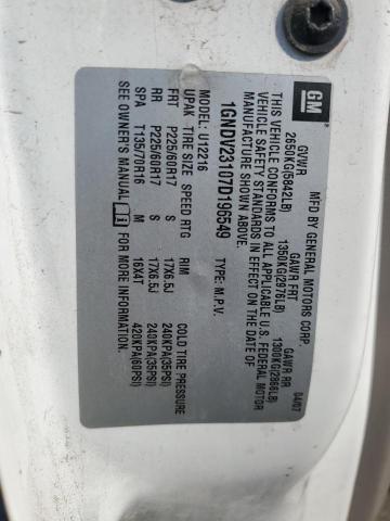 1GNDV23107D196549 - 2007 CHEVROLET UPLANDER LS WHITE photo 12