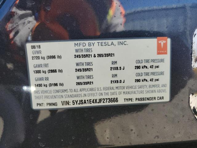 5YJSA1E4XJF273666 - 2018 TESLA MODEL S ნაცრისფერი ფოტო 13