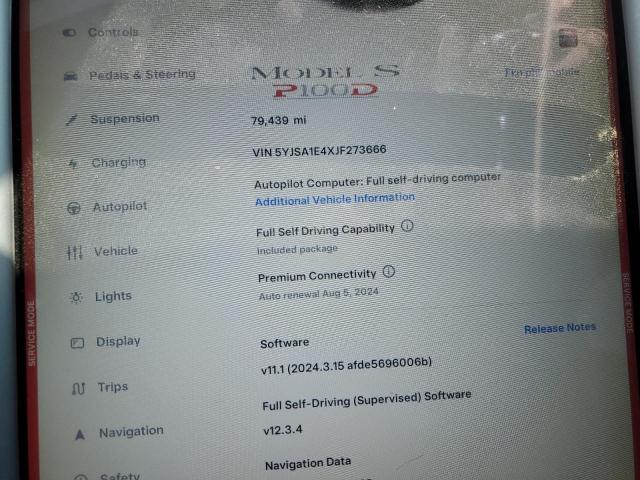 5YJSA1E4XJF273666 - 2018 TESLA MODEL S ნაცრისფერი ფოტო 9