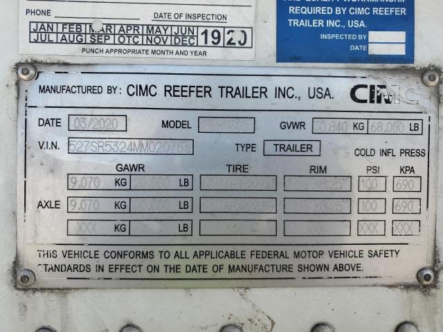 527SR5324MM020753 - 2021 OTHR TRAILER WHITE photo 10