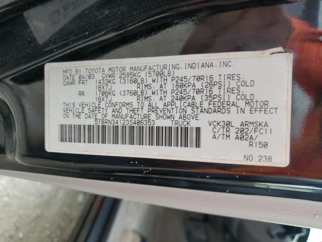 5TBRN34123S406353 - 2003 TOYOTA TUNDRA ACCESS CAB SR5 BLACK photo 13