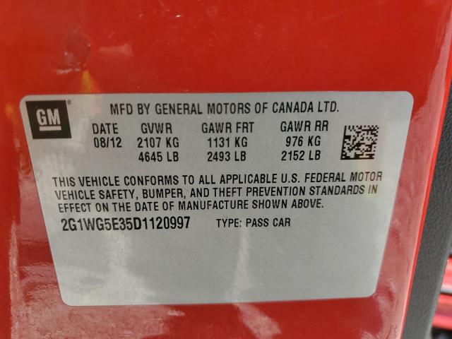 2G1WG5E35D1120997 - 2013 CHEVROLET IMPALA LT RED photo 12