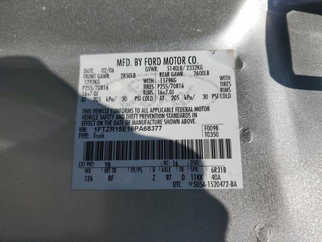 1FTZR15E16PA68377 - 2006 FORD RANGER SUPER CAB SILVER photo 13