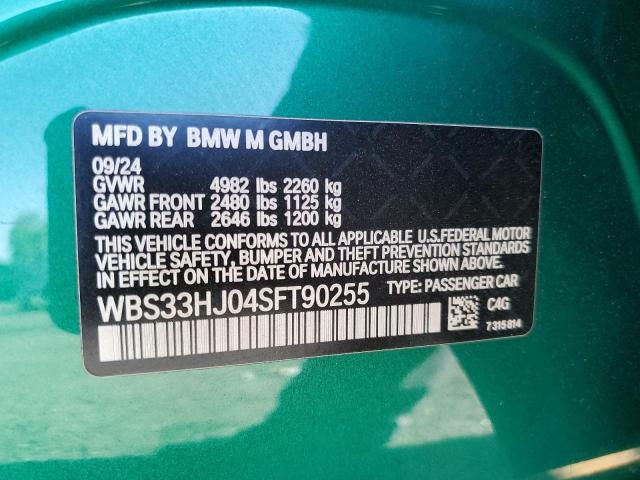 WBS33HJ04SFT90255 - 2025 BMW M3 COMPETITION GREEN photo 12