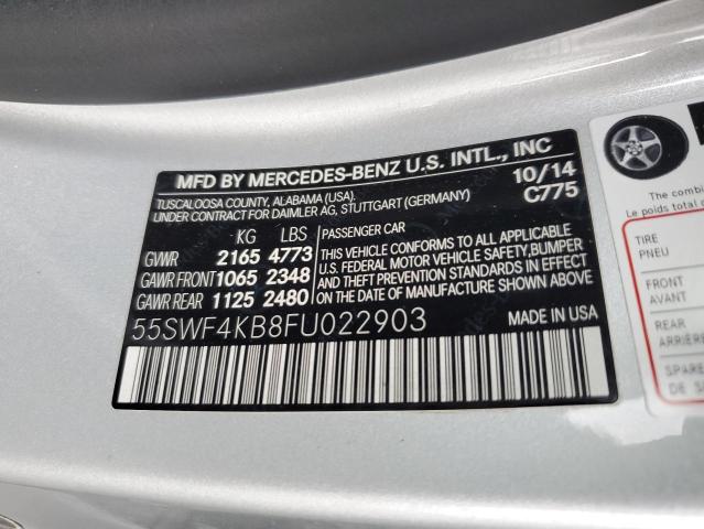 55SWF4KB8FU022903 - 2015 MERCEDES-BENZ C 300 4MATIC SILVER photo 12