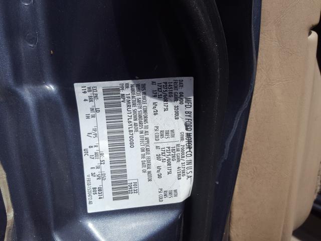 1FMRU17L6YLB70080 - 2002 FORD EXPEDITION EDDIE BAUER BLUE photo 10