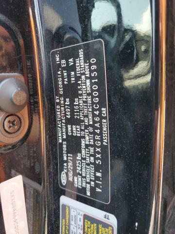 5XXGR4A64CG001590 - 2012 KIA OPTIMA SX BLACK photo 12