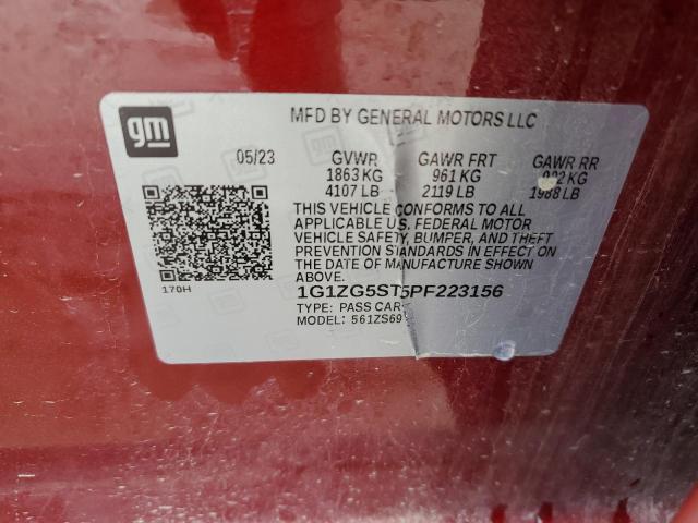 1G1ZG5ST5PF223156 - 2023 CHEVROLET MALIBU RS RED photo 13
