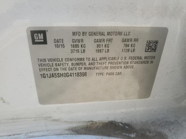 1G1JA5SH0G4118398 - 2016 CHEVROLET SONIC LS WHITE photo 12