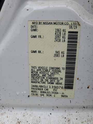 1N4BL4BV1LC139076 - 2020 NISSAN ALTIMA S WHITE photo 12