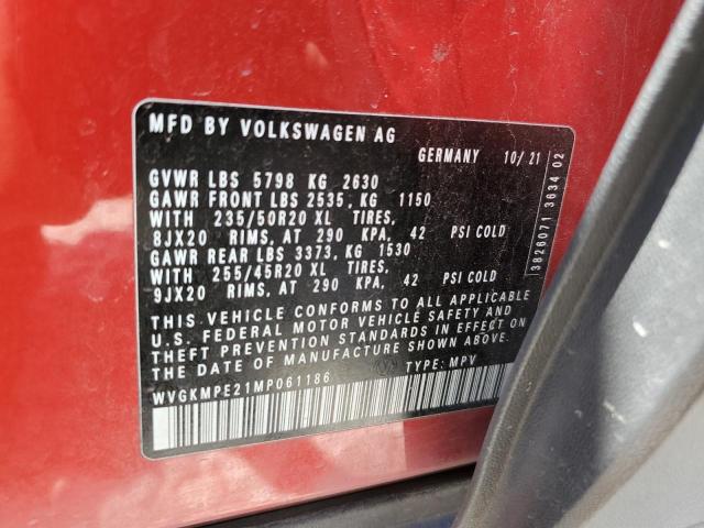 WVGKMPE21MP061186 - 2021 VOLKSWAGEN ID.4 PRO S 红色 照片 12