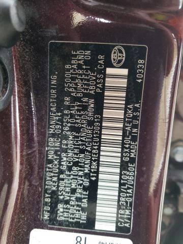 4T1BK1EB4EU130913 - 2014 TOYOTA AVALON BASE Bordo foto 12