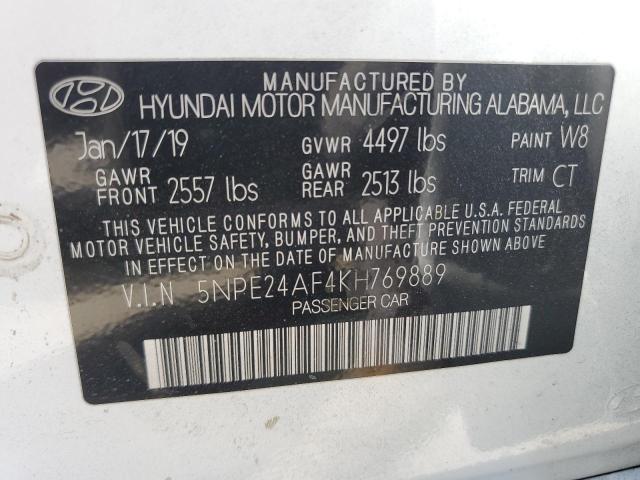 5NPE24AF4KH769889 - 2019 HYUNDAI SONATA SE WHITE photo 12